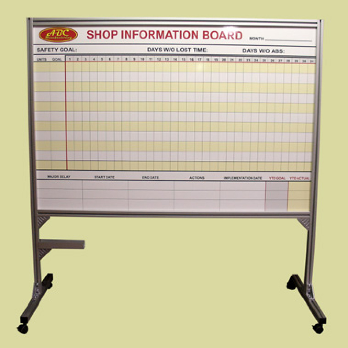 Rolling Two-Sided Whiteboard  Double-Sided Dry Erase Board